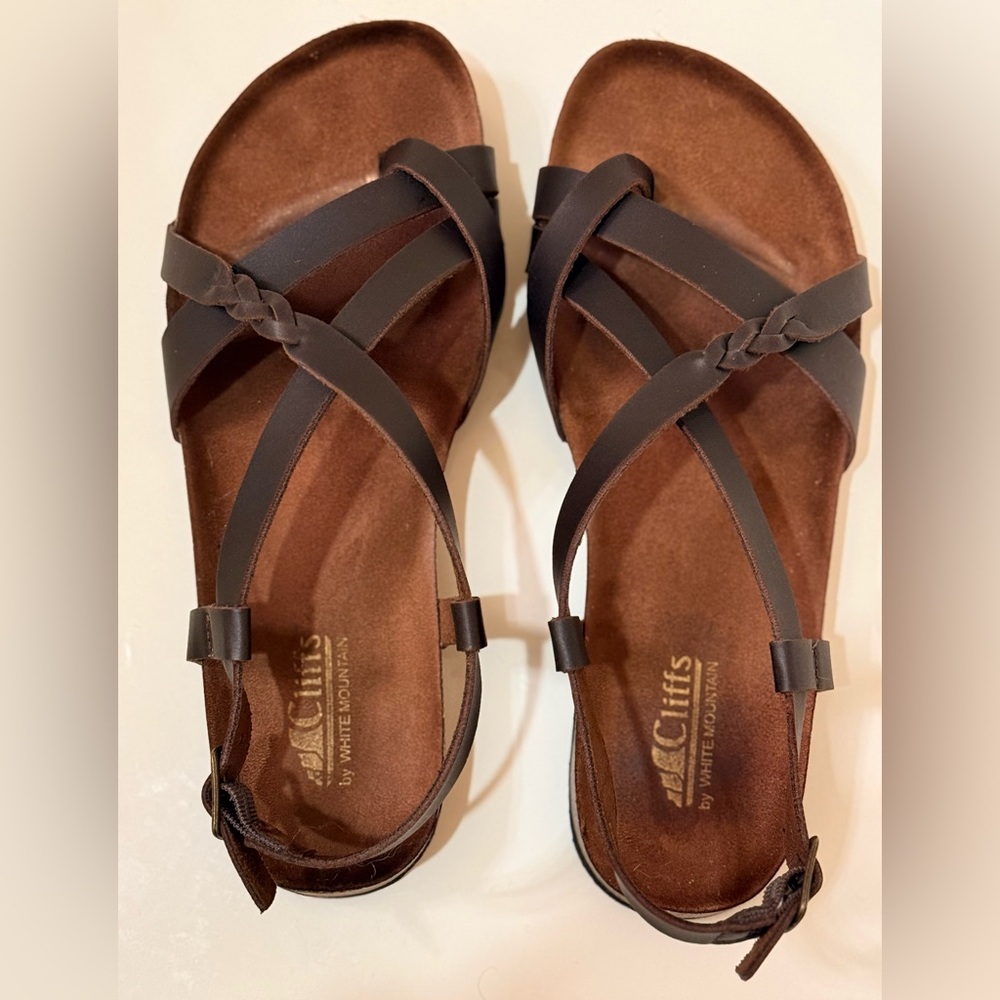 NWOT Cliffs by White Mountain Women's Brown Braided Strap Sandals